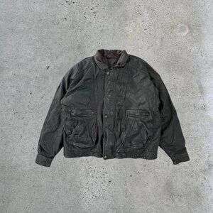 Vintage Black leather bomber jacket
